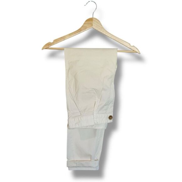 Anthropologie Women's Cream Pleated Cropped Straight Leg Trousers Size 26 - Picture 10 of 10